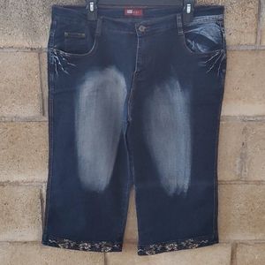 W & Y Jeans Acid Wash Denim Capri Pants Blue Size 36